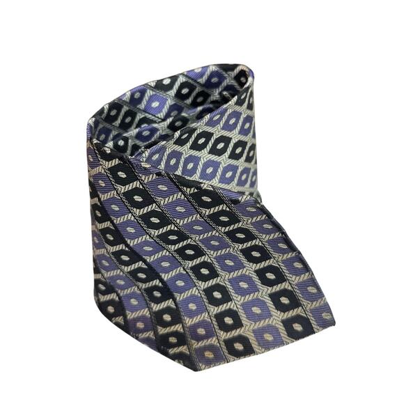 Unbranded Mens Necktie Silk Geometric Purple Black Silver Tie Classic Adjustable - Picture 1 of 5